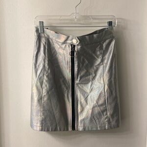 Metallic Silver Mini Skirt